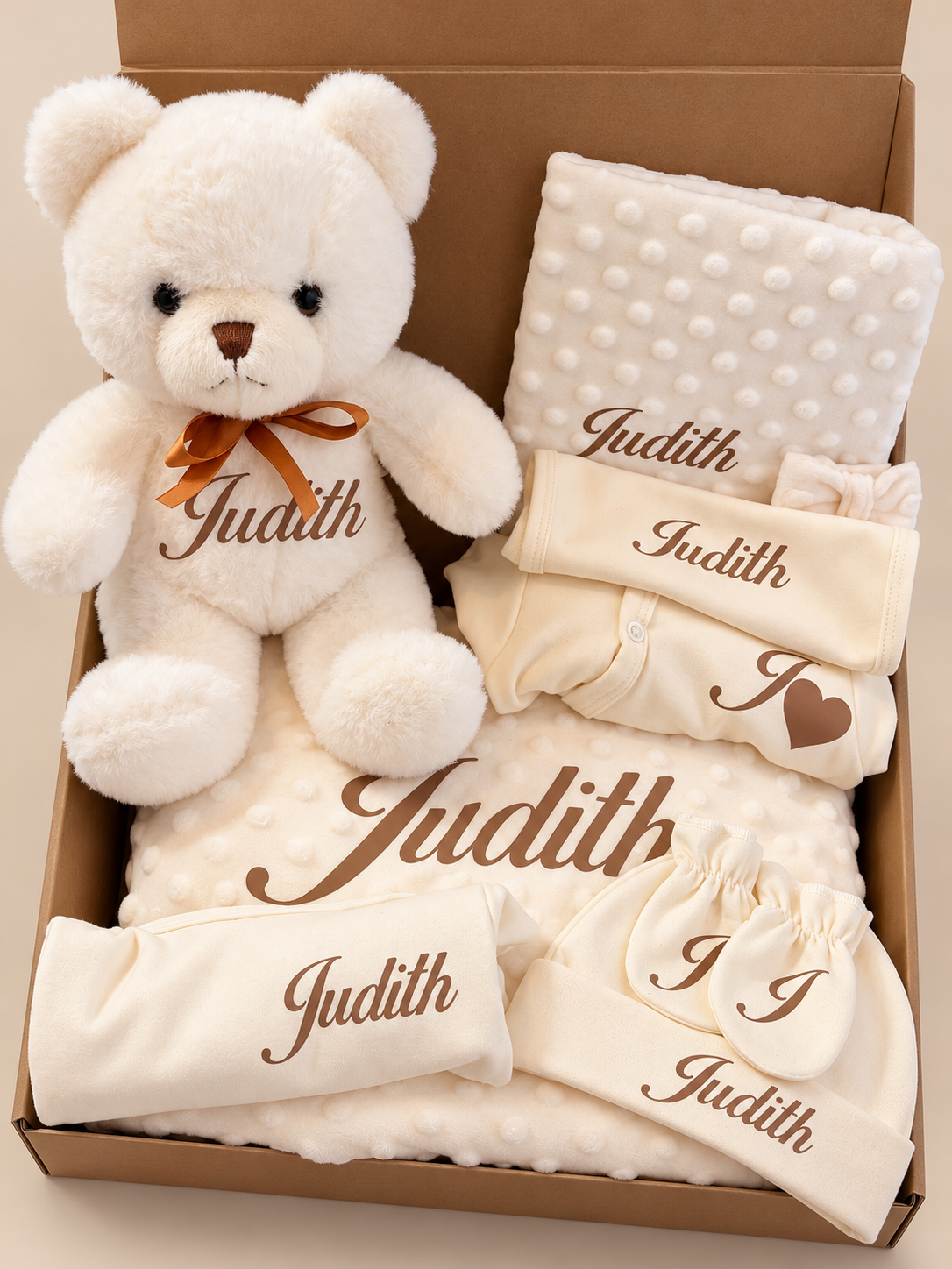 Box Naissance Personnalisée « Douceur & Tendresse » – 8 pièces